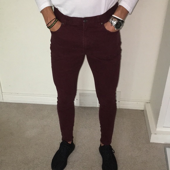 maroon skinny jeans mens